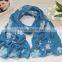 New Arrival Fashion Korean Ladies Flower Embroidery Cotton Scarf