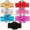 NEW HOT SALE!!15colors for choose Fashion Baby Girls Metallic Messy Big Bow Golden Headbands with Bow