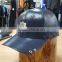 soft goat leather 6 panel baseball cap with metal badge