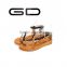 GD genuine leather high quality Rome style girls no heel sandals with ankle buckle
