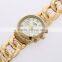 Women's Metal Interlocking Chain Bracelet Watch Gold