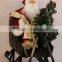 XM-A6035 18 inch santa sitting on sleigh with reindeer for chirstmas decoration