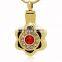 Silver Keepsake Urns Jewelry Stainless Steel Flower Shape Cremation with Red Gemstone polished Retro Style Urn Ash Necklace