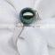 18k gold engagement rings with pearl black color and perfect round tahitian pearl