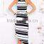 Classic stripe party wear evening dress formal style latest formal dress patterns with asymmetrical hemline