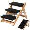 Folding Pet 2-in-1 Ramp and Stairs for Dog Cat Portable Carpet Wooden Steps Ladder