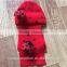 Hot Sell Fashion Embroidery Knitted Hat Suit With Scarf And Gloves
