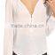 2016 New Fashion Women Autumn Sexy Long Sleeve Zipper Chiffon Blouse