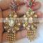 GOLD plated polki Kundan long necklace EARRING Set