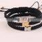 diy black wax cord woven enamel steel charms bracelets high end handmade woven bracelets for valentine's gifts 2016