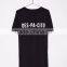 Customize Long Line Slim Fit Mens Tee Front Silk Screen Printing Text Tops 100% Soft Cotton Tshirts Custom Manufacturer
