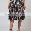 Hot Sale Women Floral Print Satin Pleated Skirts Maxi Cutout Empire Waist Fashion Skirts