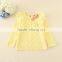 pink winter hot sale fleece children appliqued cheap price full sleeve tee for autumn girls good quality yellow t-shirts