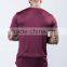Burgundy 100% Polyester Dri Fit T Shirt Mens Short Sleeve Longline Curved Hem Tee Elongated T-Shirt Wholesale