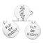 Zinc Based Alloy Halloween Charms Bat Animal Antique Silver Message " Fly By Night " Carved 23mm x 20mm