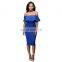 Europe And America Fashion Off Shoulder Pure Color One-Piece Dress