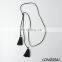 Black long leather twins tassel necklace nacktie