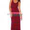 Sex plus size black red stripe racer back maxi sundress