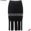 Factory Wholesale Black Fashion Ladies Viscose Mini Knit Dress with Bottom Split