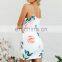 2017 spaghetti strap v neck floral women sexy bodycon dress