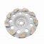 Diamond grinding cup wheel on concrete floor of arrow section