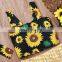 Girl Summer Clothing Set Sunflower Print Kids Sleeveless Strap & Plaid Skirt & Hair Band Outfits for 1-5Y