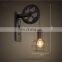 American Style Antique Wall Lamp Creative Pulley Vintage Iron American Wall Lamp Modern Black Wall Lights
