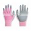 Woman Gardening PU Palm Lite 18 Gauge Pink Gloves For Household Garden Farming Cashier