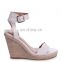 Women high quality fashion design white nappa rope platform wedge heel with wavey front strap sandals ladies shoes