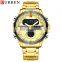 CURREN 8384 Men's Digital Watches Fashion Sport Stainless Steel Chronograph Luminous LED Gold Watch