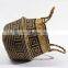 HBK Patterned foldable handmade seagrass belly storage basket with handle and multiple sizes