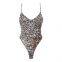 European and American retro style hot girl sexy leopard print one-body top pure desire elastic tight inner tight bottom T-shirt