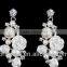 Chain Designs Ceramic Flower Ivory Pearl Crystal Bridal Wedding Jewelry Necklace Earrings Set