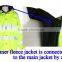 Polyester with PU coating Lime fleece liner Winter safety 3M hi vis jacket