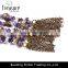 Multi color Charming jewellry purple beads chain bracelet jewelry with alloy chain tassel fashion jewelry
