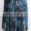 Blue Classic Floral Print Soft Wool Scarf with fringe