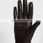 Luxury ladies winter black long sheepskin leather gloves with zipper