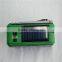 Design solar emergency radio, hand crank to wind up, flashlight, phone charger, green