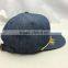 custom design your own logo 6 panel jeans snapback hat with 3D embroidery
