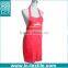 red color womens adult bib apron with pockets