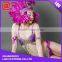 Elegant handmade purple feather headdress rhinestone beaded queen carnival costumes