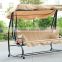 Outsunny Covered Outdoor Porch Swing / Bed w/ Frame - Sand