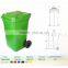 PP plastic trash bin dustbin with cover on wheels