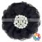 Black chiffon lace crystal rhinestone hair head flowers wholesale cheap rhinestone center flower