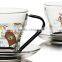 4oz 8oz glass coffee mug with saucer handle glass coffee cup with saucer