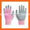 18 Gauge Ultra Lite Black Polyurethane Coated Gloves,Blue Nylon Working PU Gloves,Safety PU Palm Fit Gloves