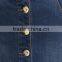 Lady's Newest Fashion Front Buttons Embellished Jean Skirt