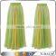 women high waist beautiful long maxi layer Light Green contrast color skirts