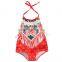 S33620W Hot Cotton Floral Print Baby Girl Romper Summer Tassels Romper