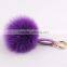 Myfur Genuine Fox Fur Pom Pom Keychain With Leather Strap Fashion Girls Bag Charm